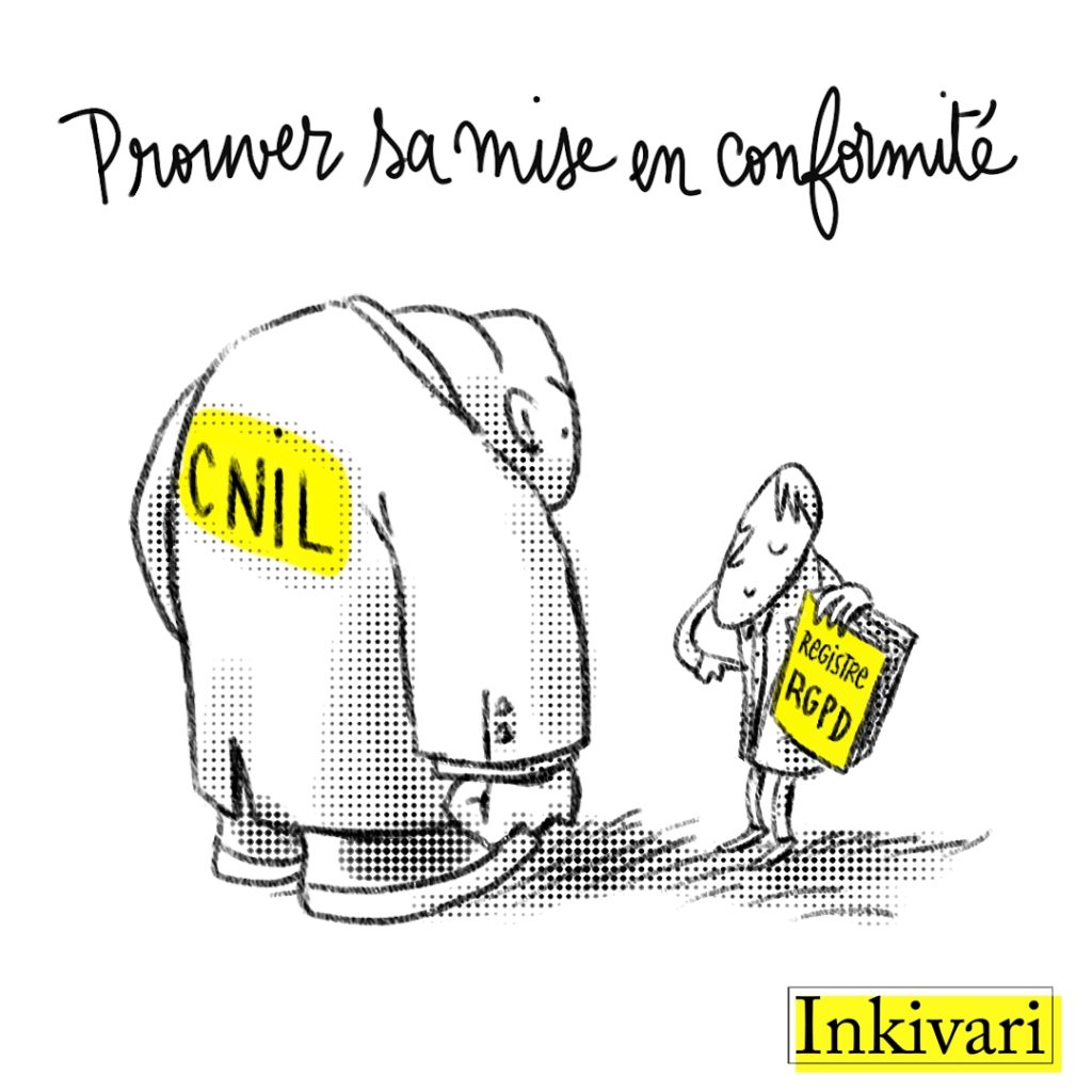 Dessin montrant un contrôle de la CNIL